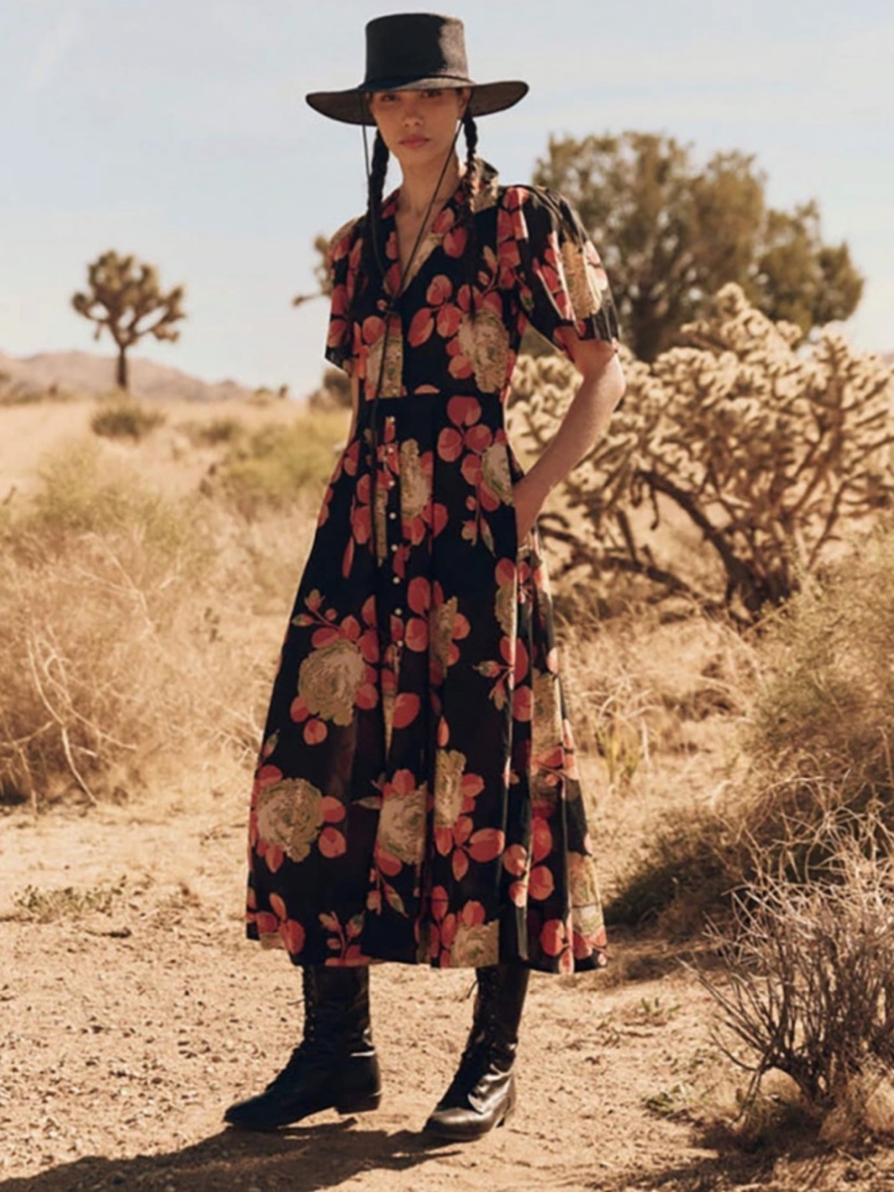 THE GREAT. The Bridge Dress in Cabbage Rose Print NWT